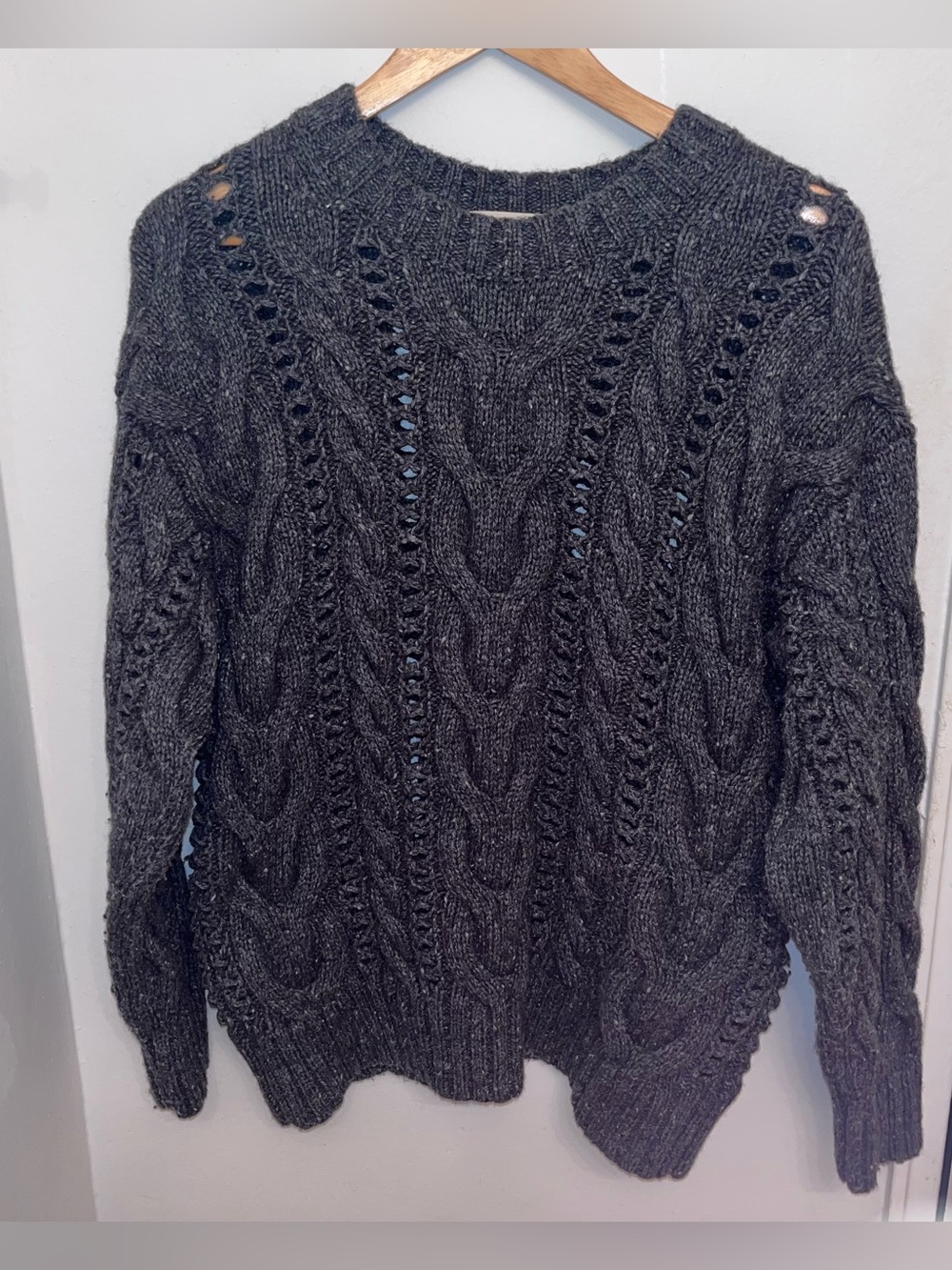 Wilfred Charcoal Cable Knit Crewneck Sweater